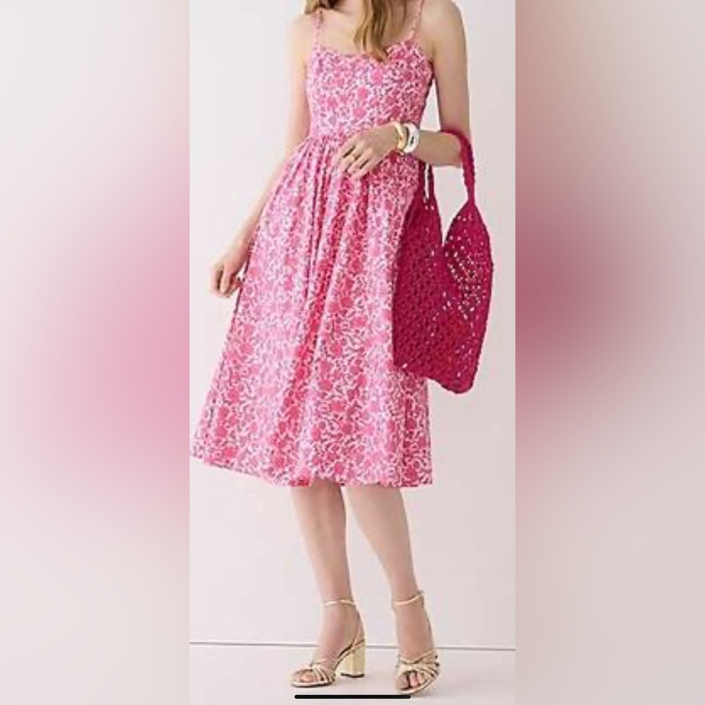 J Crew A-line cotton poplin midi dress in rosebud floral